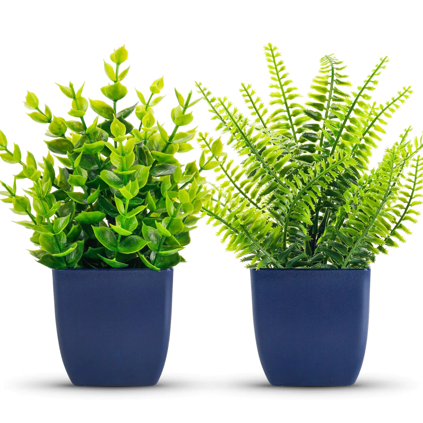 2 Pack Fake Plants in Blue Pots